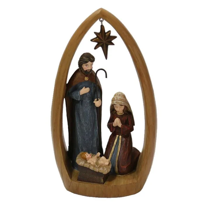 European Christian ornament nativity of The Father, Virgin Mary  wood liked  resin gifts Resin sculpture