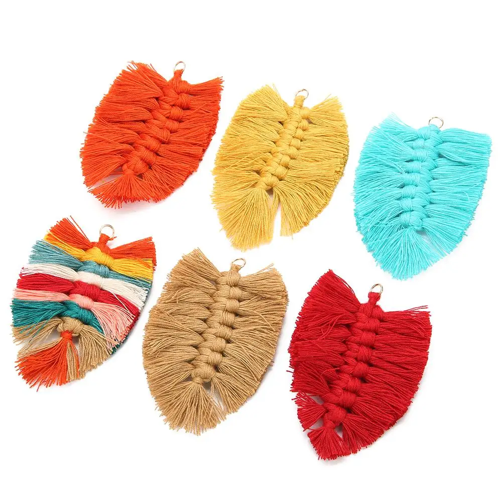 4 pcs 10*6cm Bohemian Leaves Tassel Big Earrings Accessories Earring Finding For DIY Earring Jewelry Making