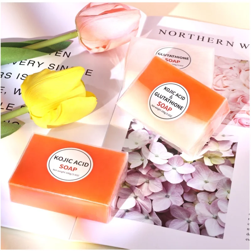 Custom soap packing eco friendly private label skin lightening organic papaya original vitamin c brightening kojic acid soap 1