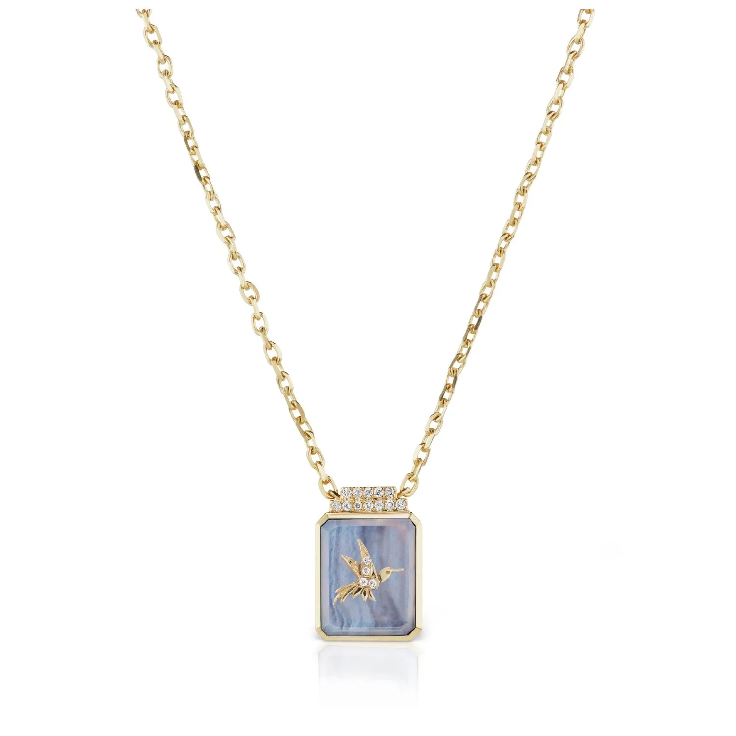 INS gold plated Heart birds pendant strawberry moon Tarot card necklace for women