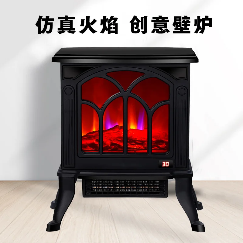 Portable Electric Fireplace Heater Stoves with 3D Realistic Flame Effect, 1500W Freestanding Stove Heater Thermostat
