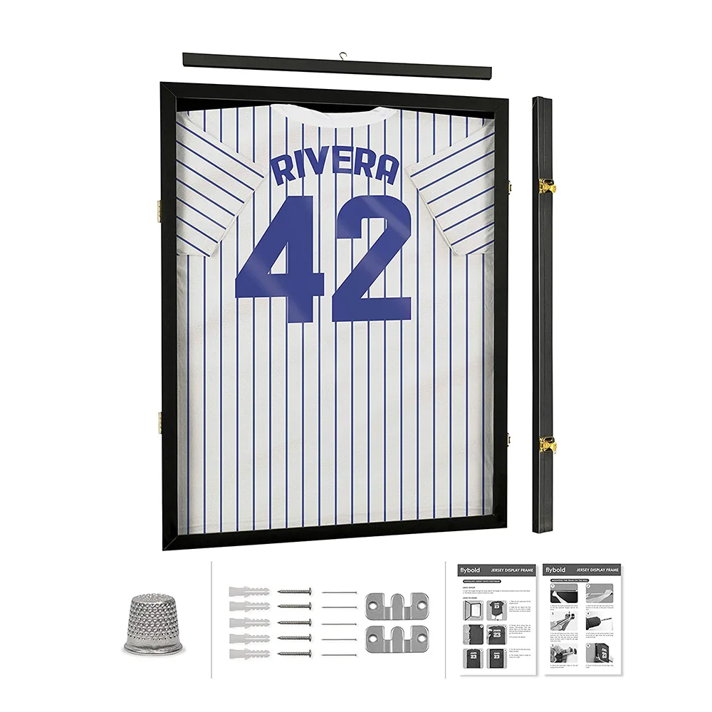 Yiwu Huifeng High Quality Wood Frame Protection Baseball Football Jersey Frame Display Case Shadow Box