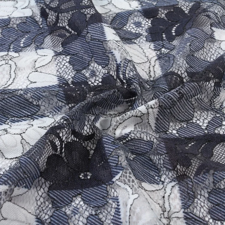 
Top ranked 3d flower printed lace fabric for women dress 