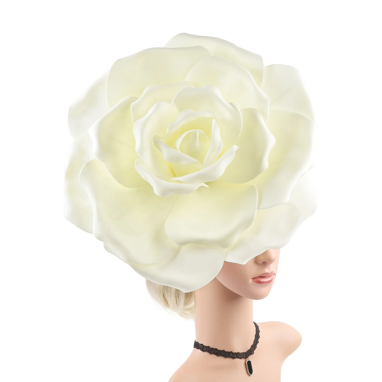 Large Flower Exaggerated Chiffon Rose Fascinator Kentucky Derby Ascot Festival Costume Party Showgirl Headwear