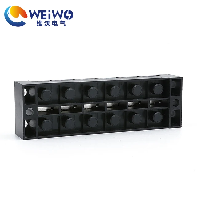 Bras Earth Bar TB-2506 With Cover 25A 6 Pin Modular Screw Wire Connector  2-Pole Terminal Blocks