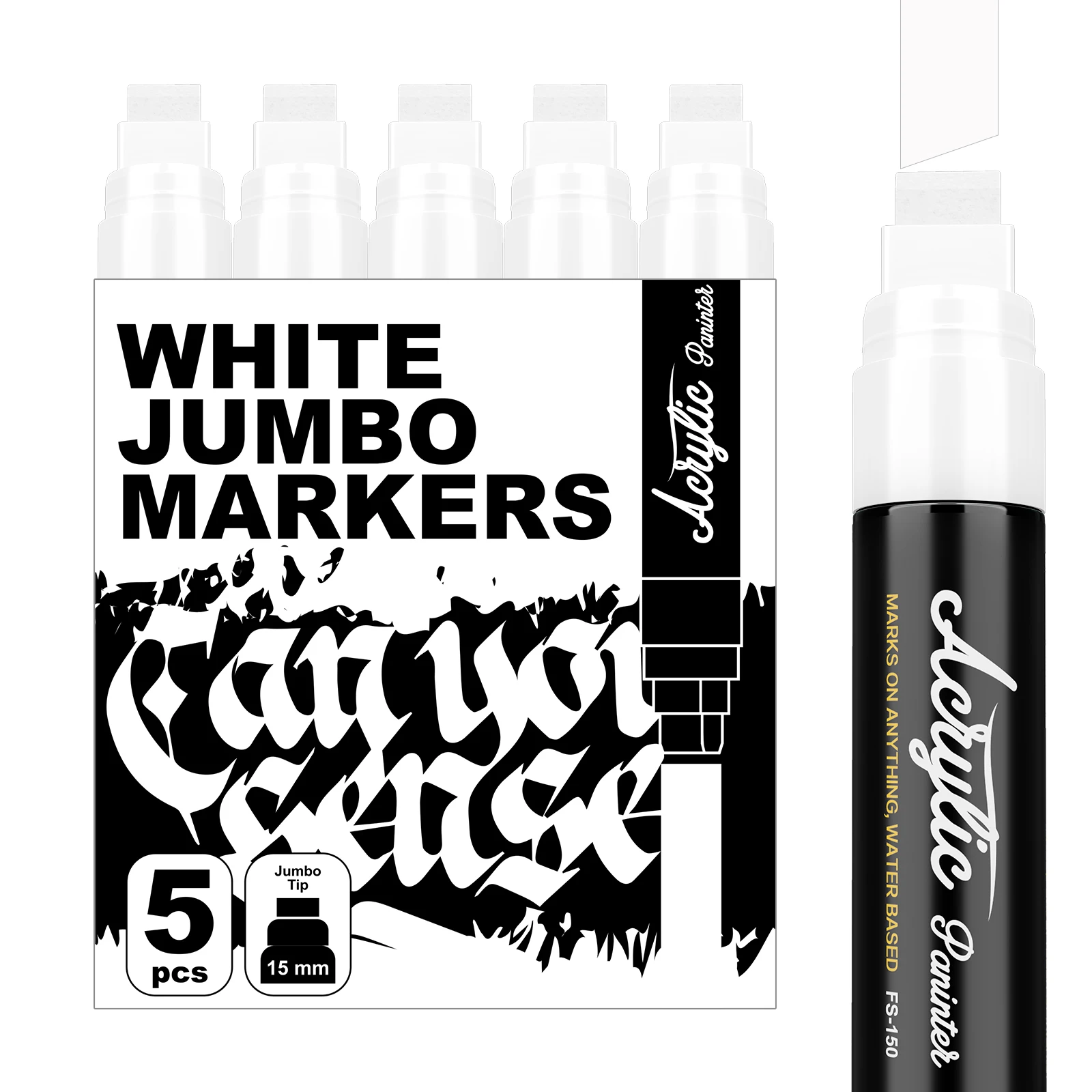 5 упаковок белый 15 мм наконечник акриловые краски маркеры для окон стекла металлических поверхностей