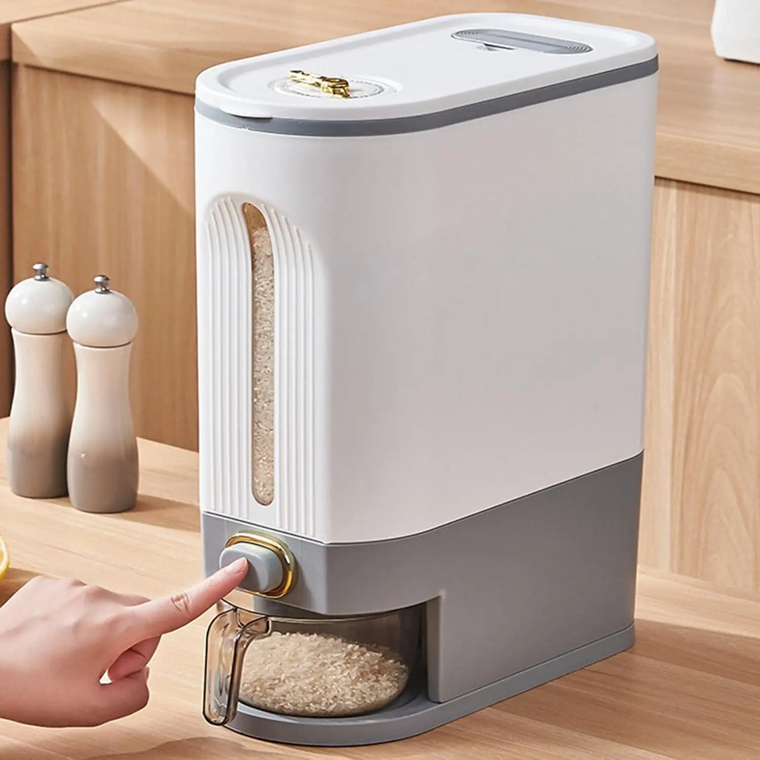 Rice Dispenser Sealable Grain Rice Storage Box Food Container Grain Container Rice and Grain Storage Container with Time Pointer