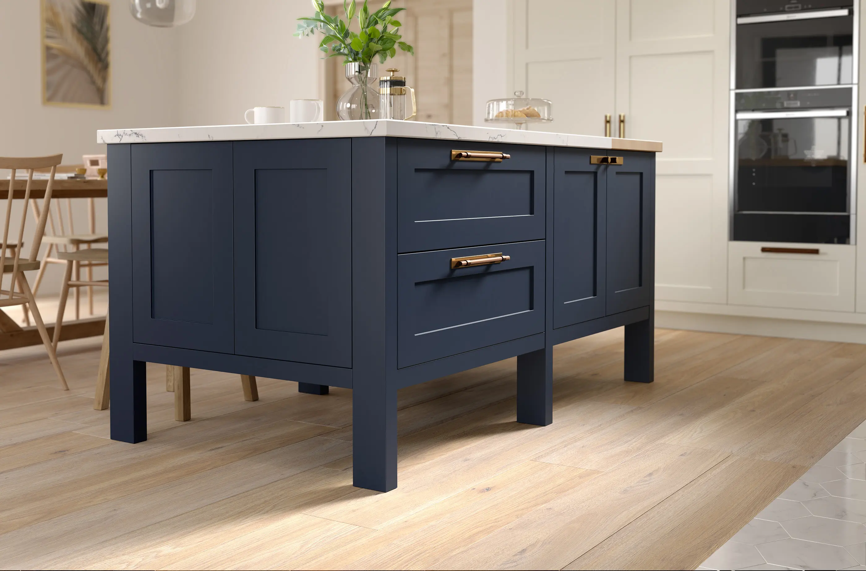 Custom Dark Blue Base Cabinets Designs Muebles De Cocina With Luxury Kitchen White Countertops Set Traditional Wood Kitchen