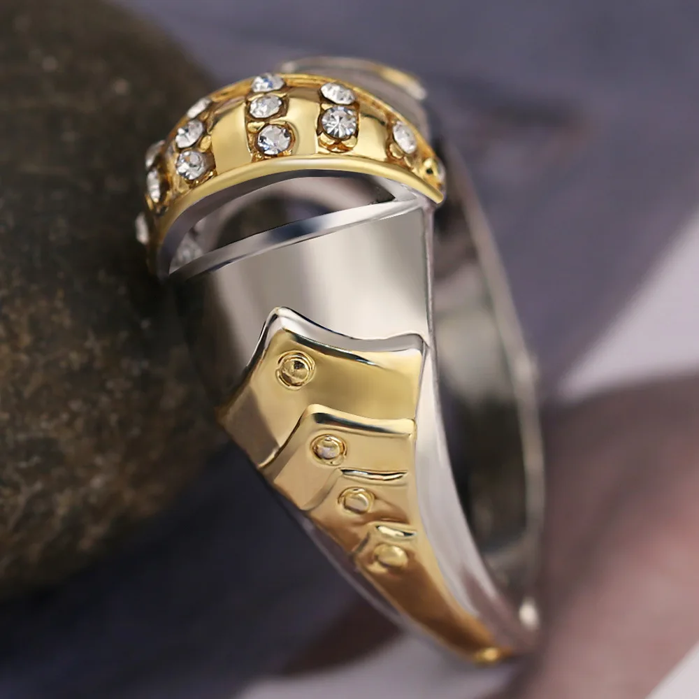 Caoshi Unique Gold Fish Mouth Design Silver Bague Homme Men