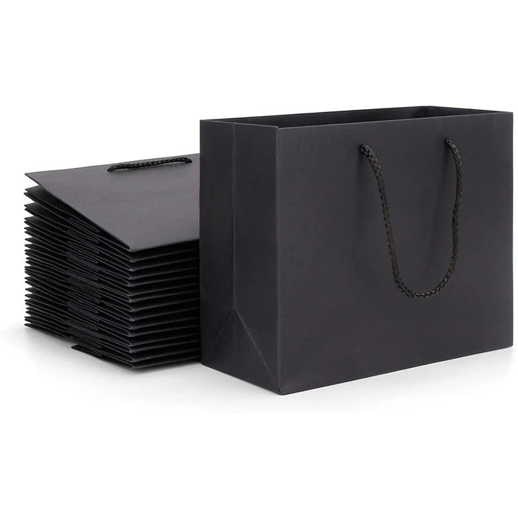 Пользовательская печать переработанных покупок оптом пользовательские крафт черный бумажный пакет