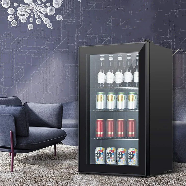 Luxury factory bar equipment single door desk-top glass door mini refrigerator bar fridge for beer and soft drinks
