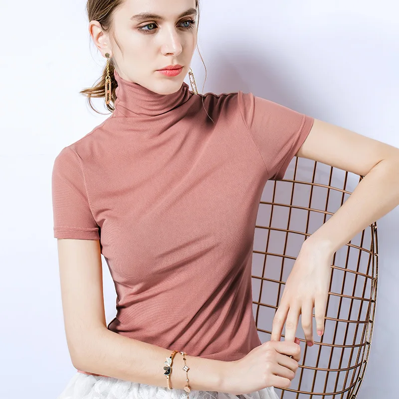 New tops ladies short sleeve blouse women choker fashion t shirt