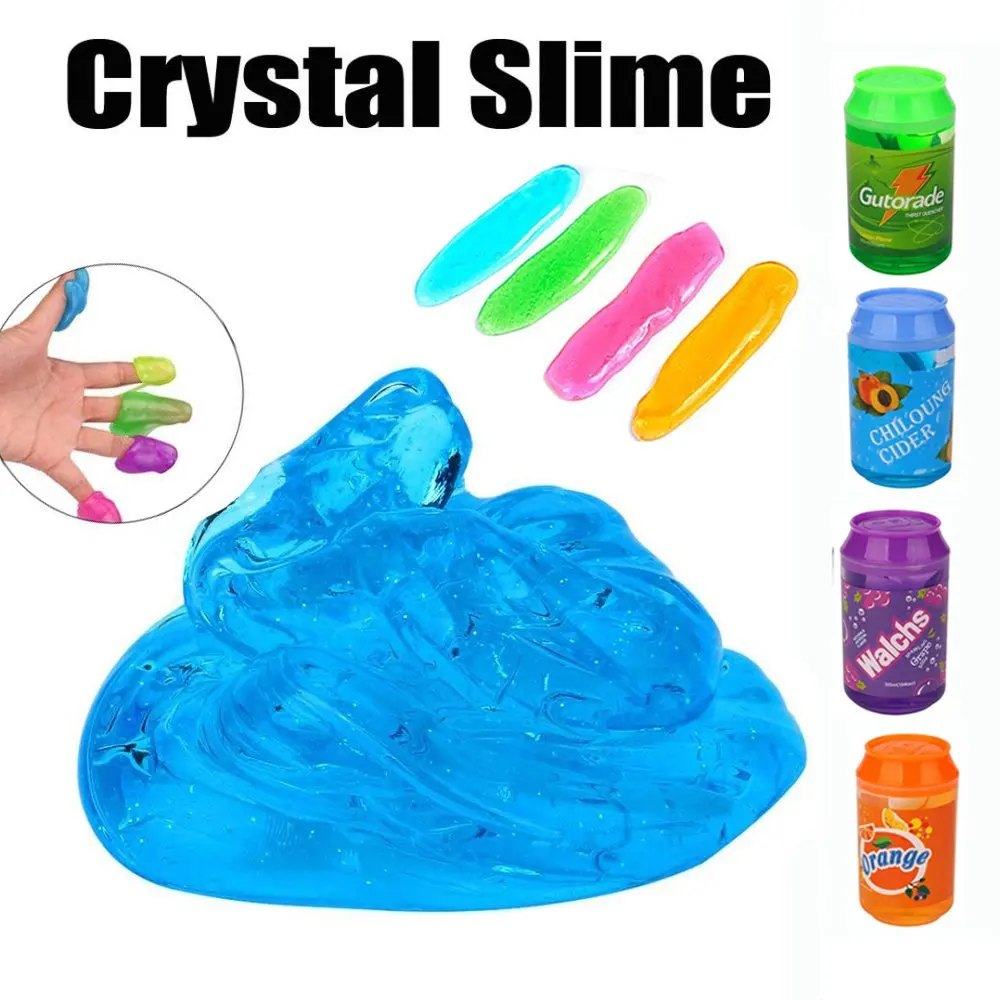 Crystal Soda Slime Putty Cute cans of clay colors mud DIY transparent jelly Soft Magic Clay blowing bubbles Slime Toy