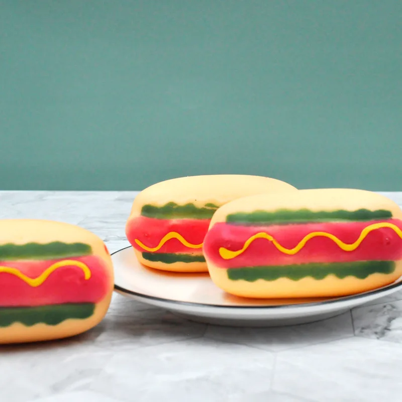 Hot Selling Promotional TPR Squeeze Slow Rising Squishy Bouncing Simulation Hot Dog Anti Stress Toy