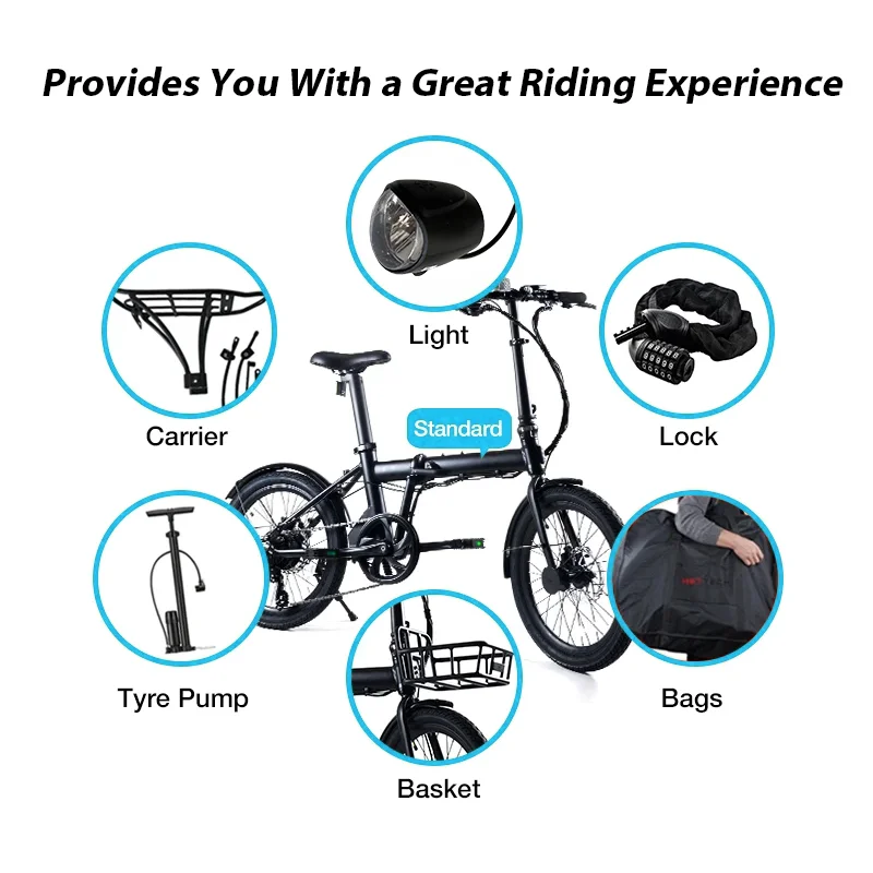 Hottech 250W 36V Rechargeable Electric Bicycle Dirt Bike Folding Speed Street City Road E Bikes Electric Bicycle