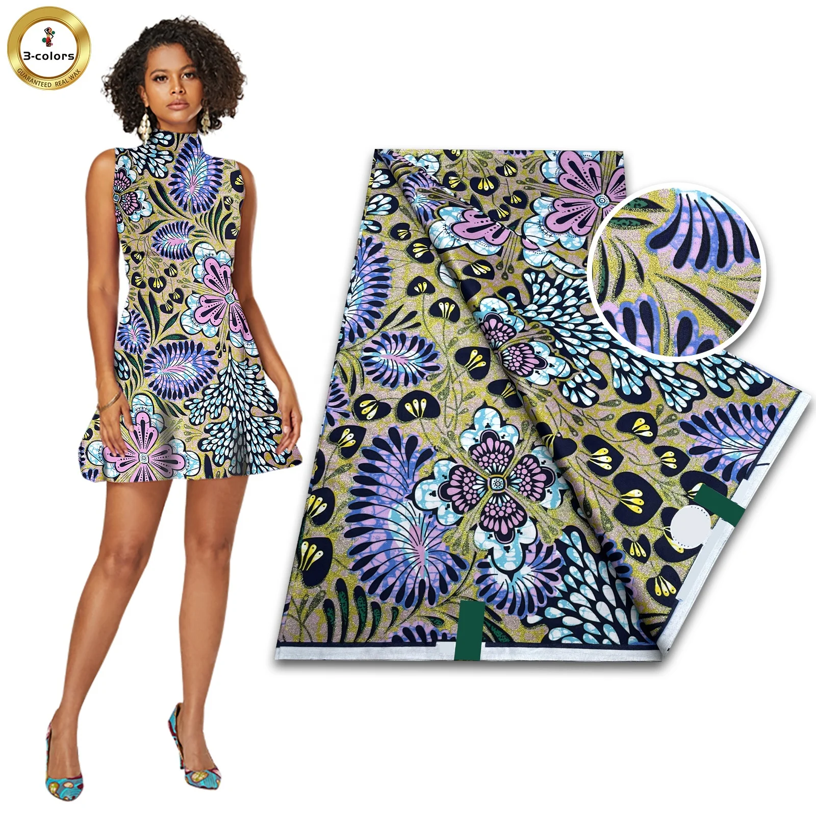 High quality wax Grand 100% cotton soft material African wax prints glittering Grand wax