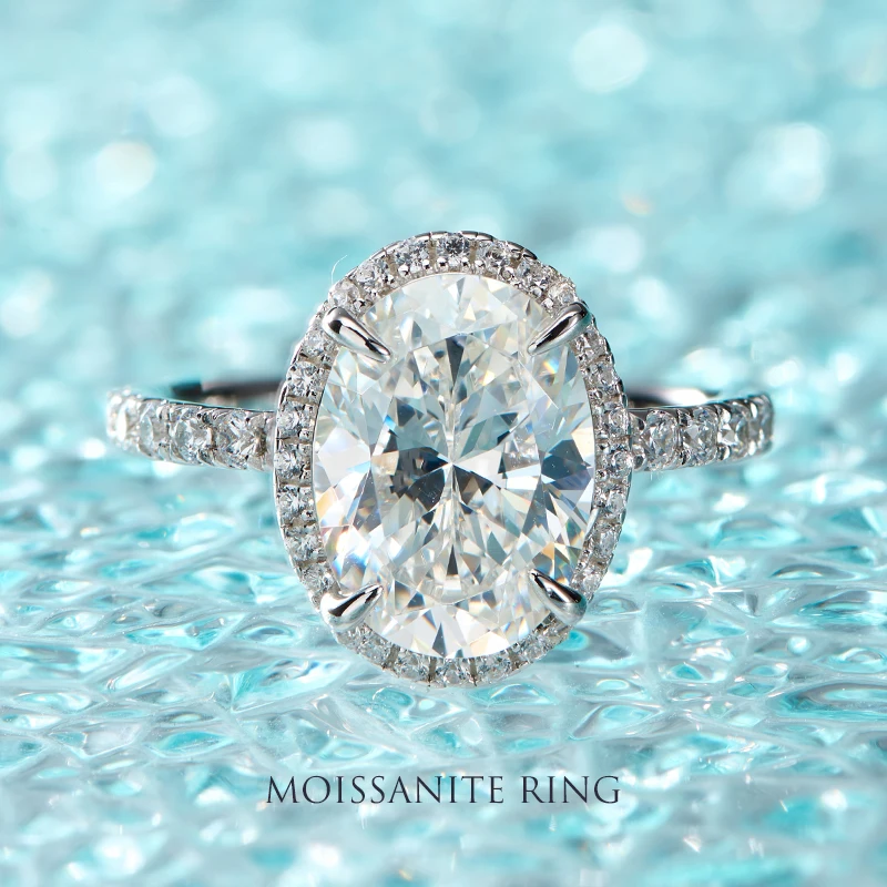 2022 fashion 925 sterling silver oval moissanite rings diamond rhodium Plated 3ct engagement square rings