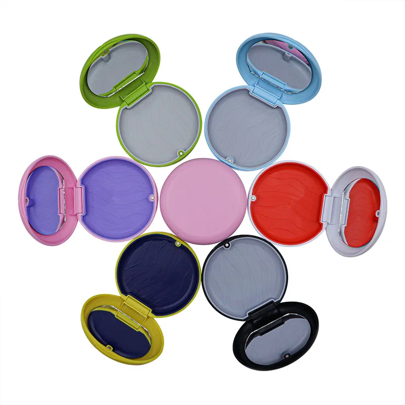 Aligner Retainer Case Invisible Magnet Denture Teeth Mouth Guard Storage Round Shape Box