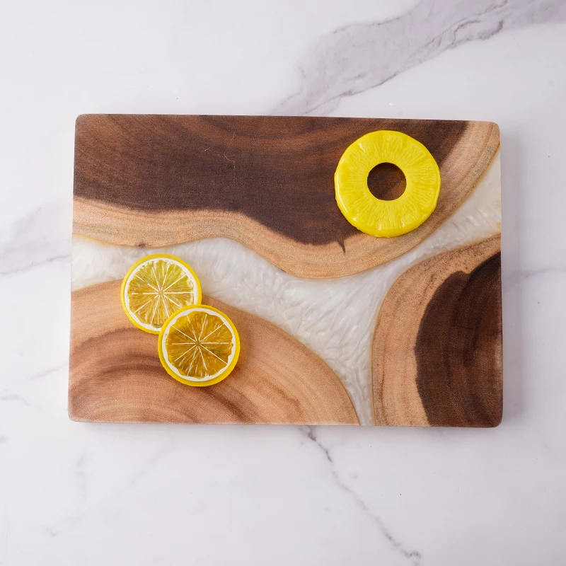 Customized LOGO wholesale hot large size kitchen luxury olive acacia wood resin cutting board