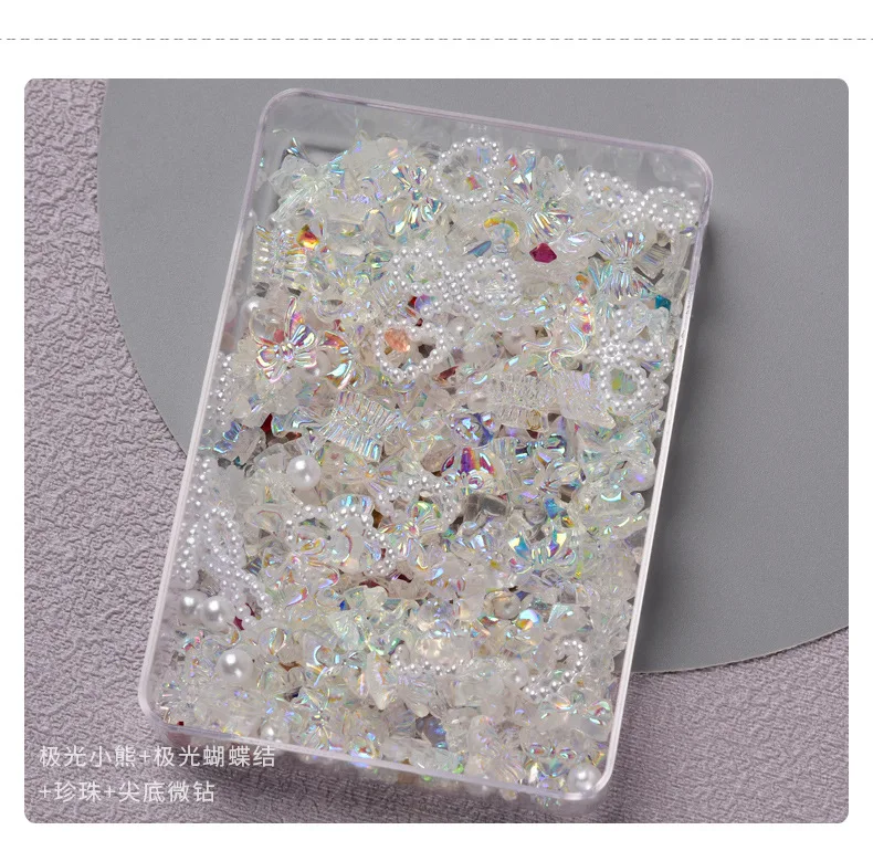 Mixed Designs Nail Sticker Rhinestone Nail Art 3D  Butterfly Embossed Flower Manicure Gradient Ripple Butterfly