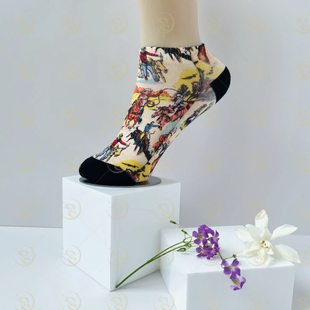 Custom Design Western Style Cow Print Aztec Kids Socks