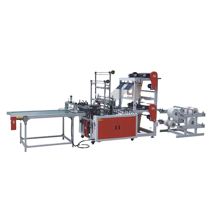 High Speed Double layer 4 lines cutting bags machine for T-shirt bioplastic PLA PBAT bag cutter