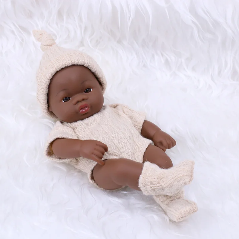 Mini Small 7 Inch Vinyl Mini Rebirth Realistic Doll Soft Black African American Silicone Baby Girl Reborn Dolls Silicone