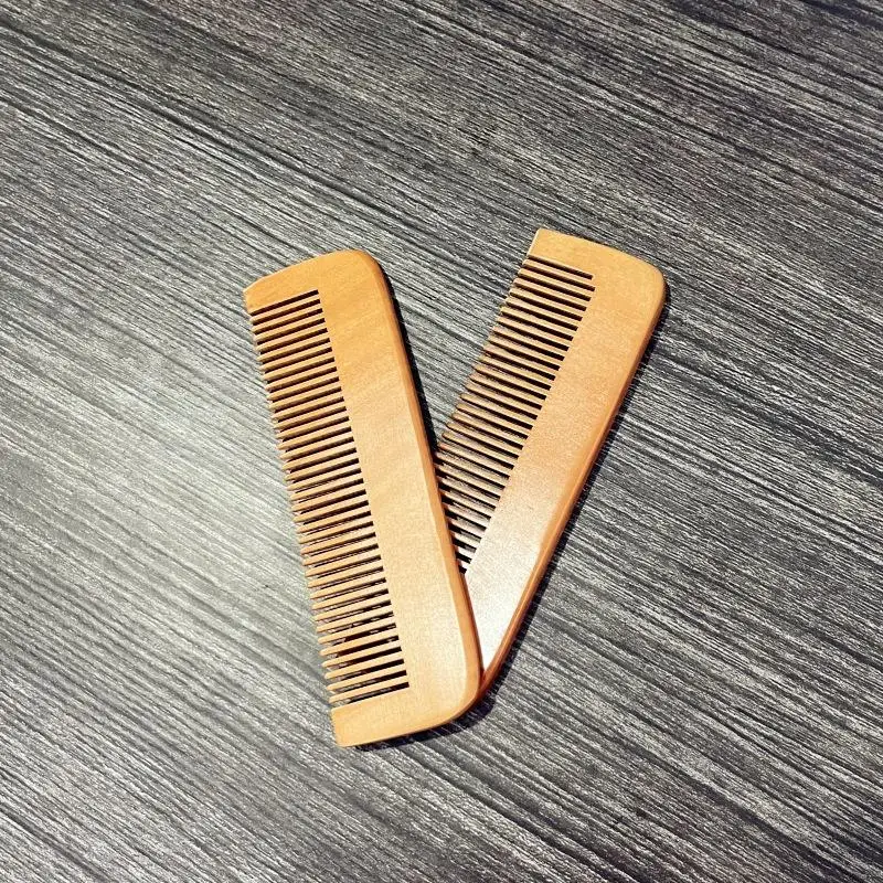 eco friendly natural wooden hair comb brushes set Custom logo Wide Tooth Hair Styling Neem Wood comb  for hair growth