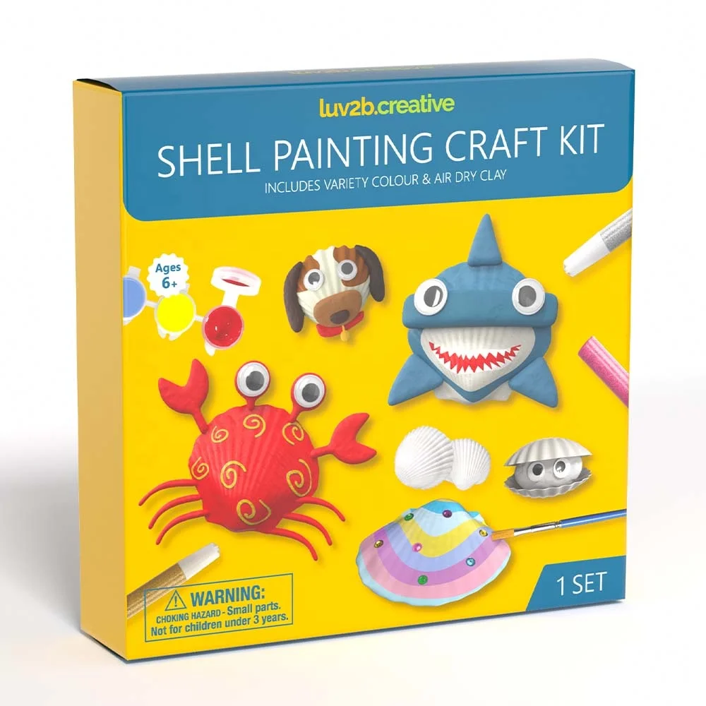 Create Your Own Shells Art and Craft Natural Shell Painting Kit Funny Shells with Clays for Kids