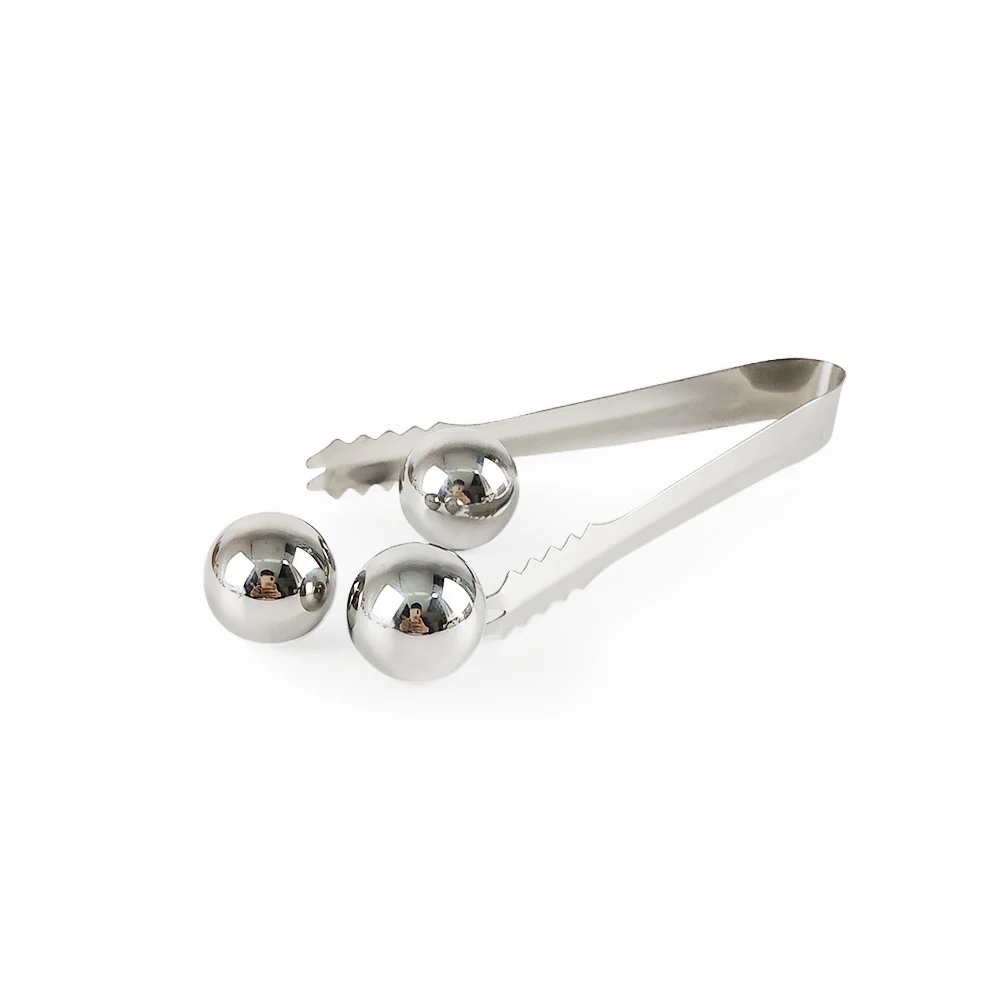 LIHONG Whiskey Stones Gift Set of 4 Stainless Steel Ice Cube Balls Reusable Ice Cubes with Tongs