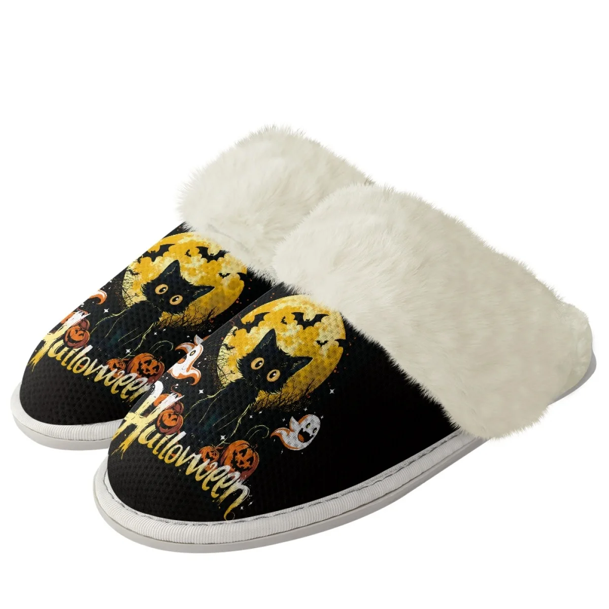 Custom design Halloween cotton slipper with cat pattern Leisure soft winter comfort cotton drag wholesale