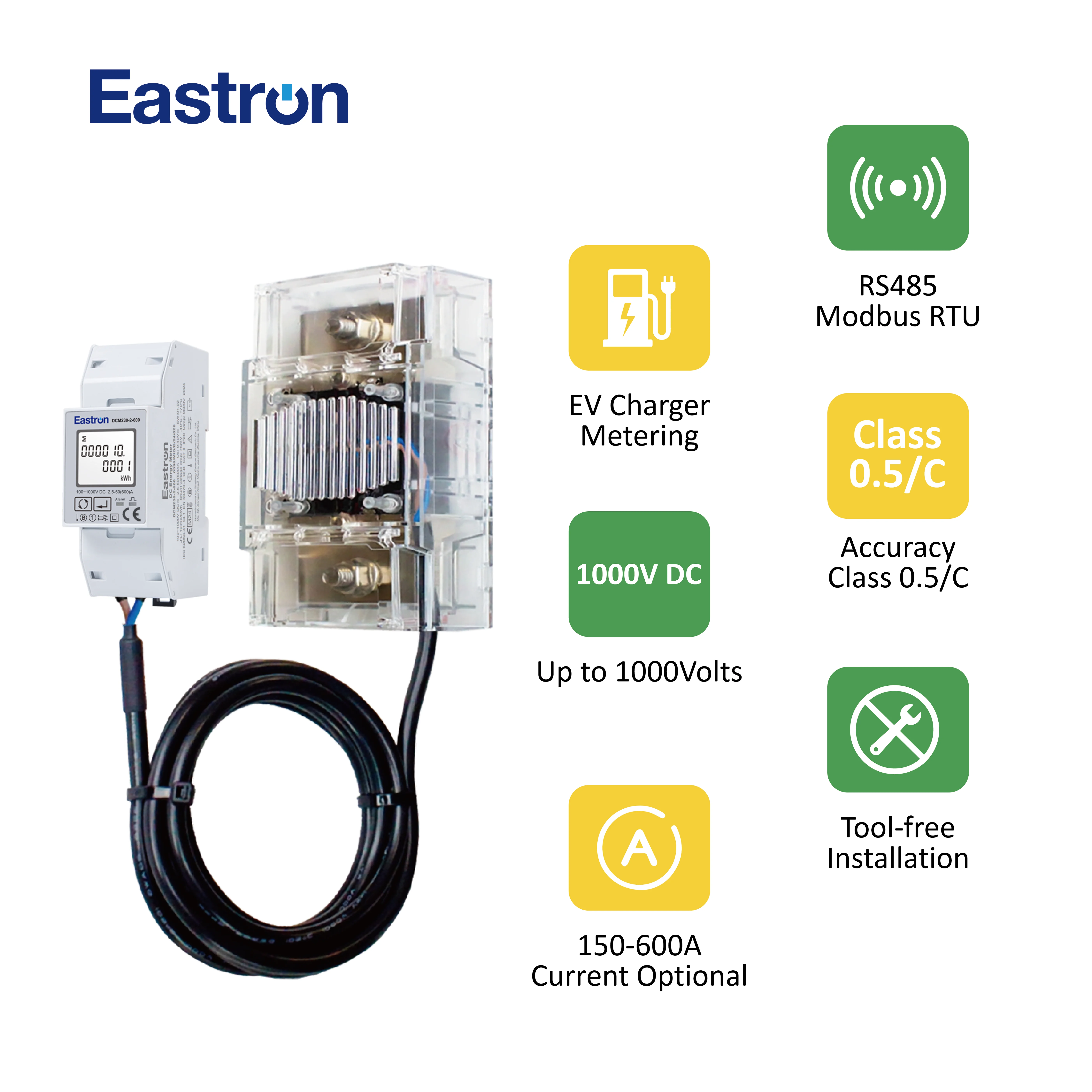Eastron DCM230-2 Высокоточный КЛАСС 0 5 сигнал перегрузки тока Din-рейка измеритель энергии постоянного со встроенным шунтом