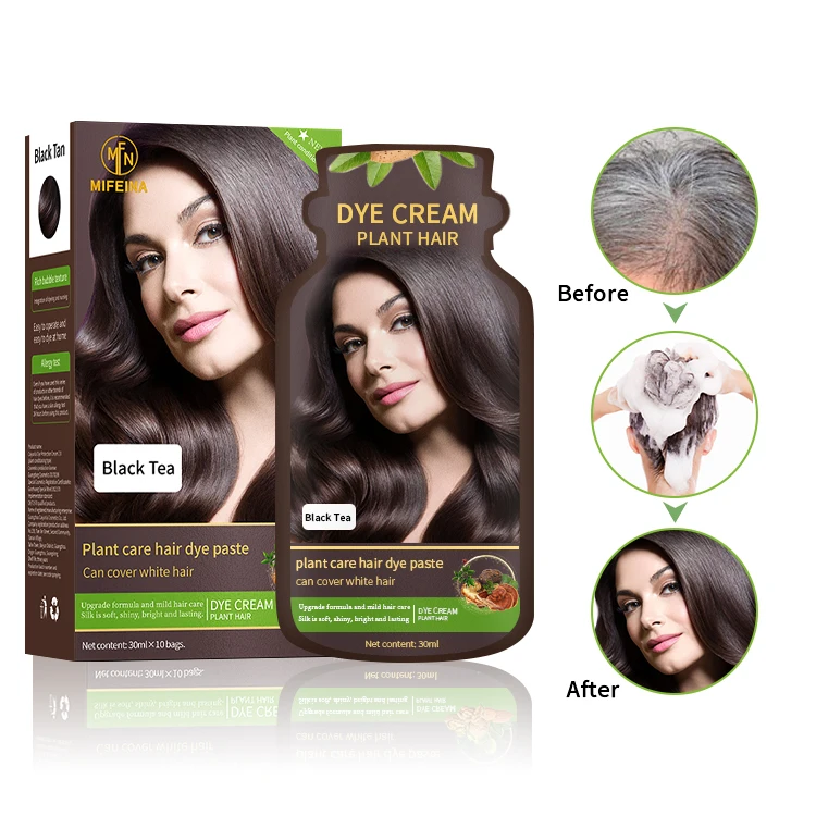 Manufacturers Thailand 30ml wholesale natural pigment covered gray hair brown black hair dye shampoo.