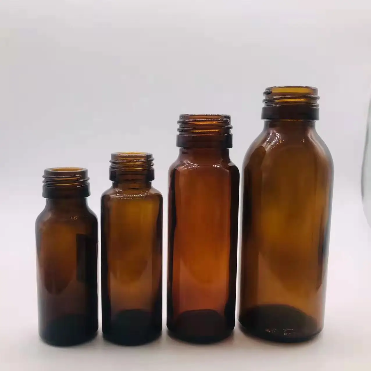 Shandong Factory Hot Sale 30ml 60ml  100ml 125ml 150ml 250ml 500ml Amber Glass Bottle For Syrup with aluminum screw cap
