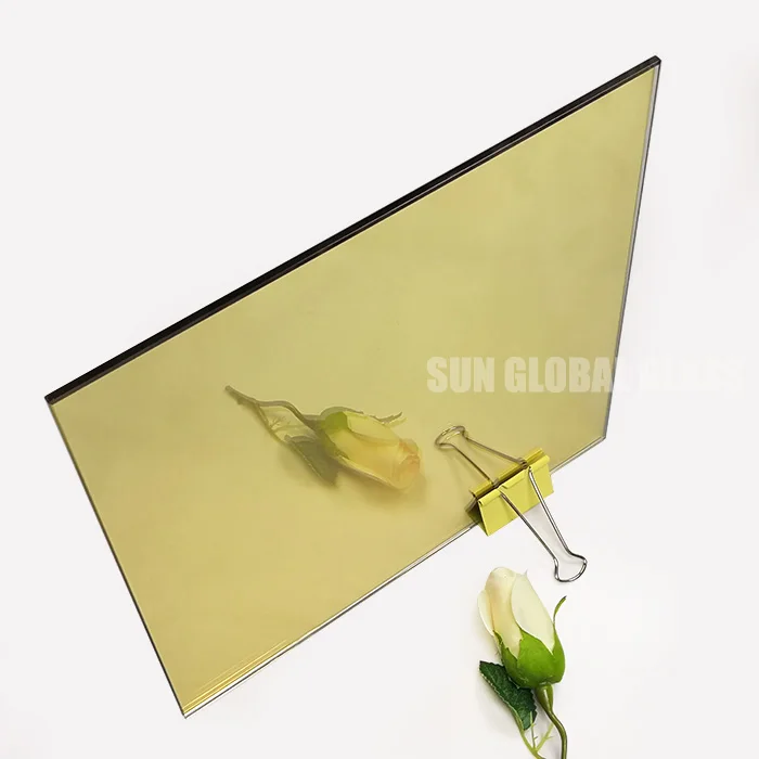 Good price 4mm gold bronze grey blue green pink sliver heat insulation reflective coated building float glass in China