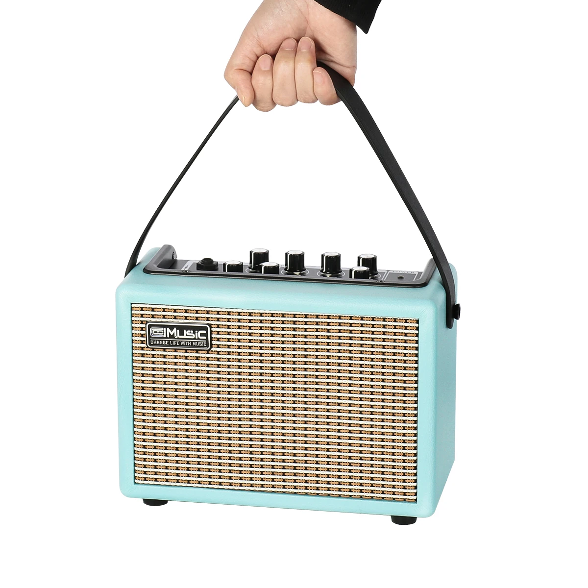 15W Rechargeable Busking Amplifier Electric Guitar Amplifier Combo Lithium Battery Wireless Connect Mic Input with Reverb 6.35mm