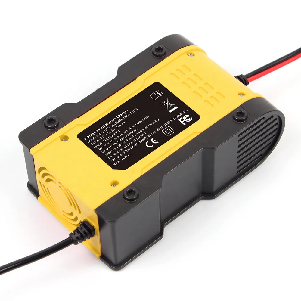  2021 FOXSUR 12V 24V 6A автоматическое умное зарядное устройство для аккумуляторов гель мокрый AGM 12 6 V литиевая LiFePO4 7-stage автомобильное