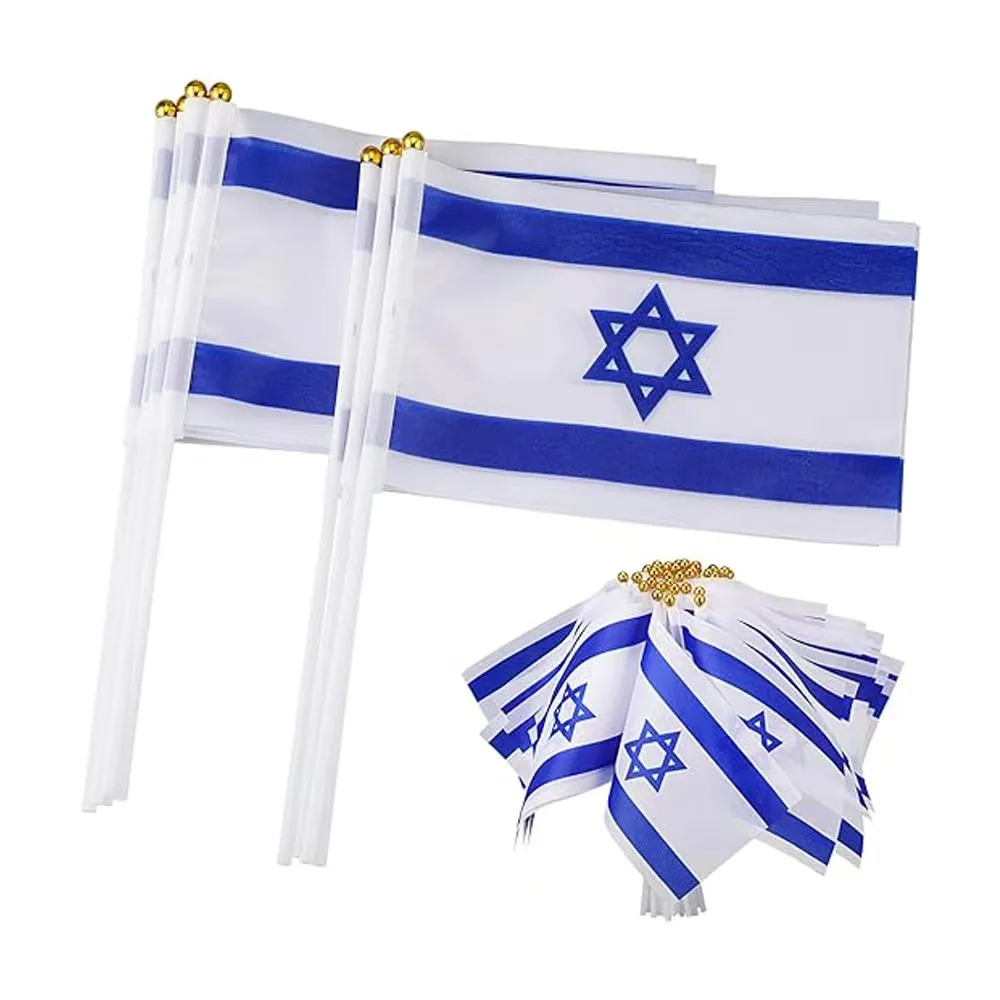 Israel National Flag Hand Held Waving Flag with Plastic Pore