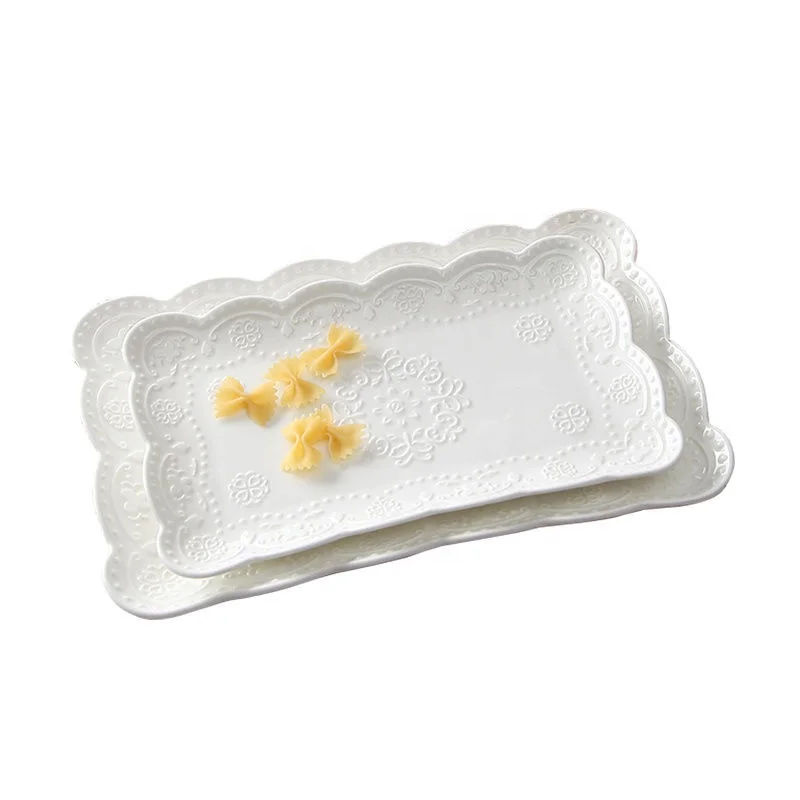 Ceramic Plate  Tableware Dish For wedding Party Restaurant Dinner Dessert Tray Dishwasher & Microwave Safe Rectangle Plate