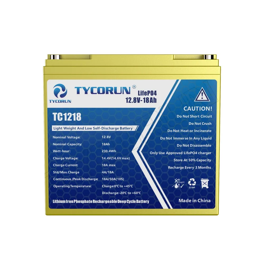 Tycorun 12 вольт 18 Ач перезаряжаемые литиевые батареи Солнечная батарея Lifepo4