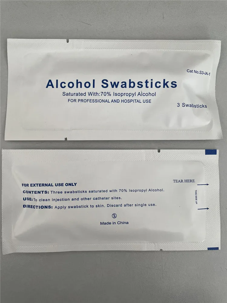 China factory medical disposable alcohol swabstick 70% Alcohol Swabsticks for Skin Cleaning