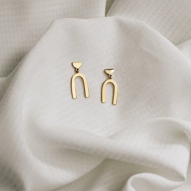 Fashion Jewelry Trendy 18K Gold Plated Stainless Steel Arch Earrings Geometric Earrings Minimalist Jewelry for Women