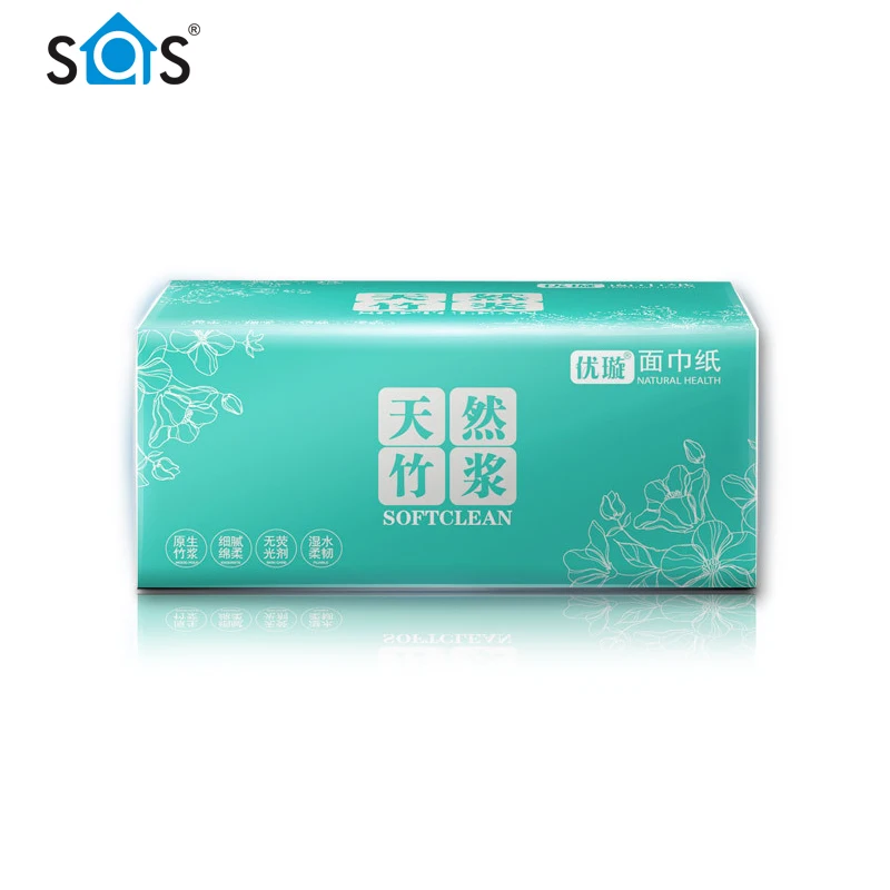 
4 ply soft bamboo pulp cleaning facial tissue paper 