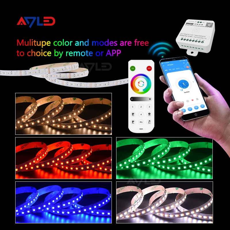 2835 RGBW+2110 RGB 3 Colors in 1 LED 5m 240LEDs/m Multi-Colored Smart Strip Lights White 2700K-3000K 10mm 24V