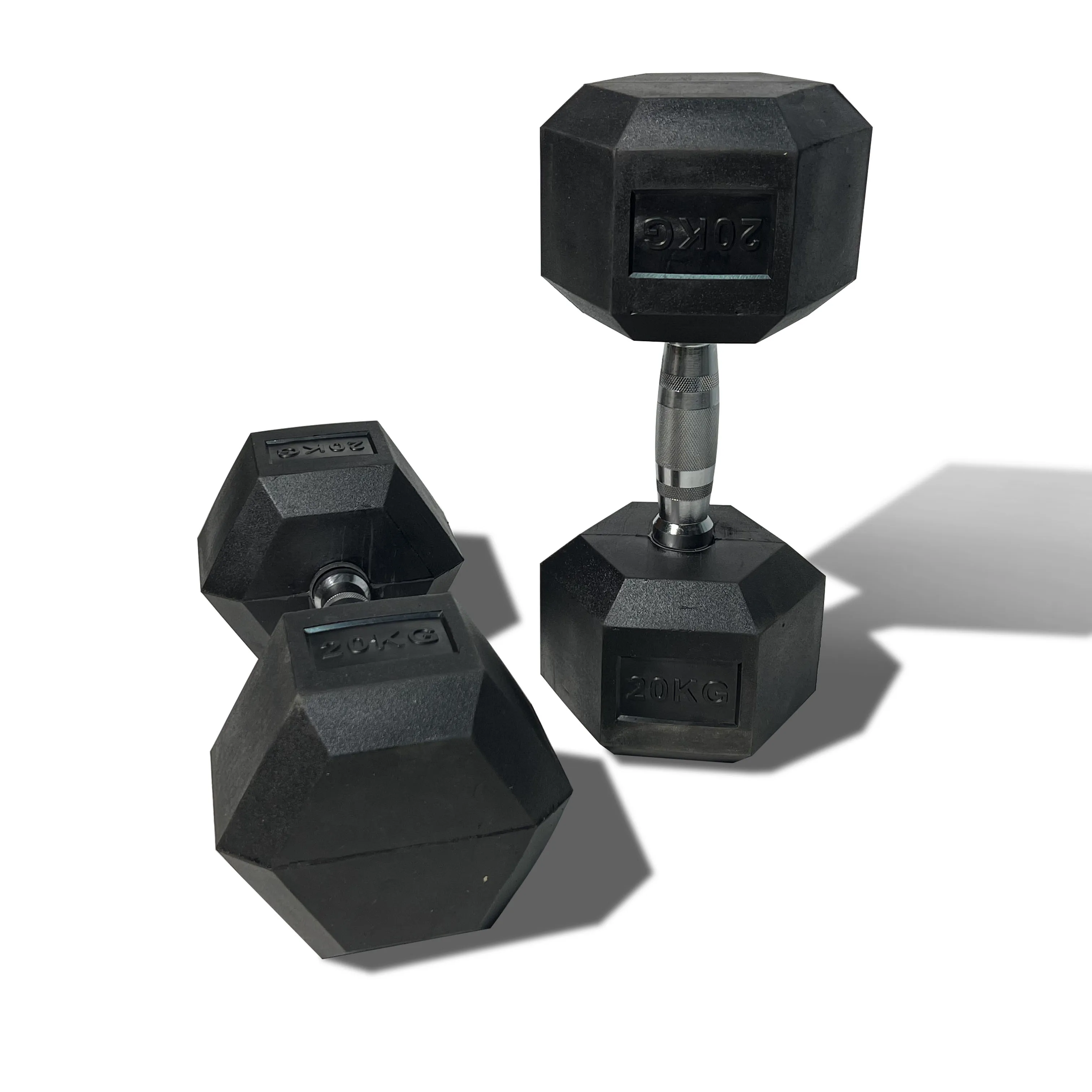 Wholesale fitness equipment 5kg hex rubber coated dumbbells weight training low price
