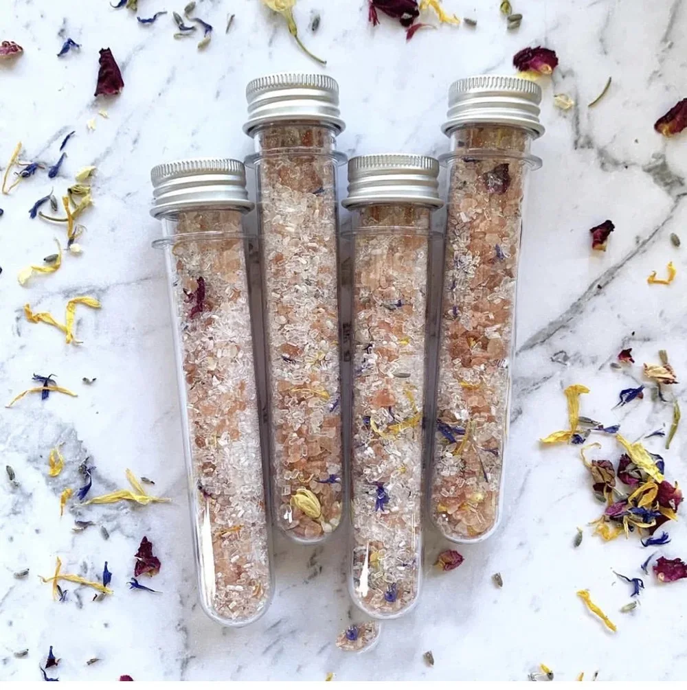 Crystal bath sea salt fragrance solid color tube bath salt dried flower Himalayan salt wholesale