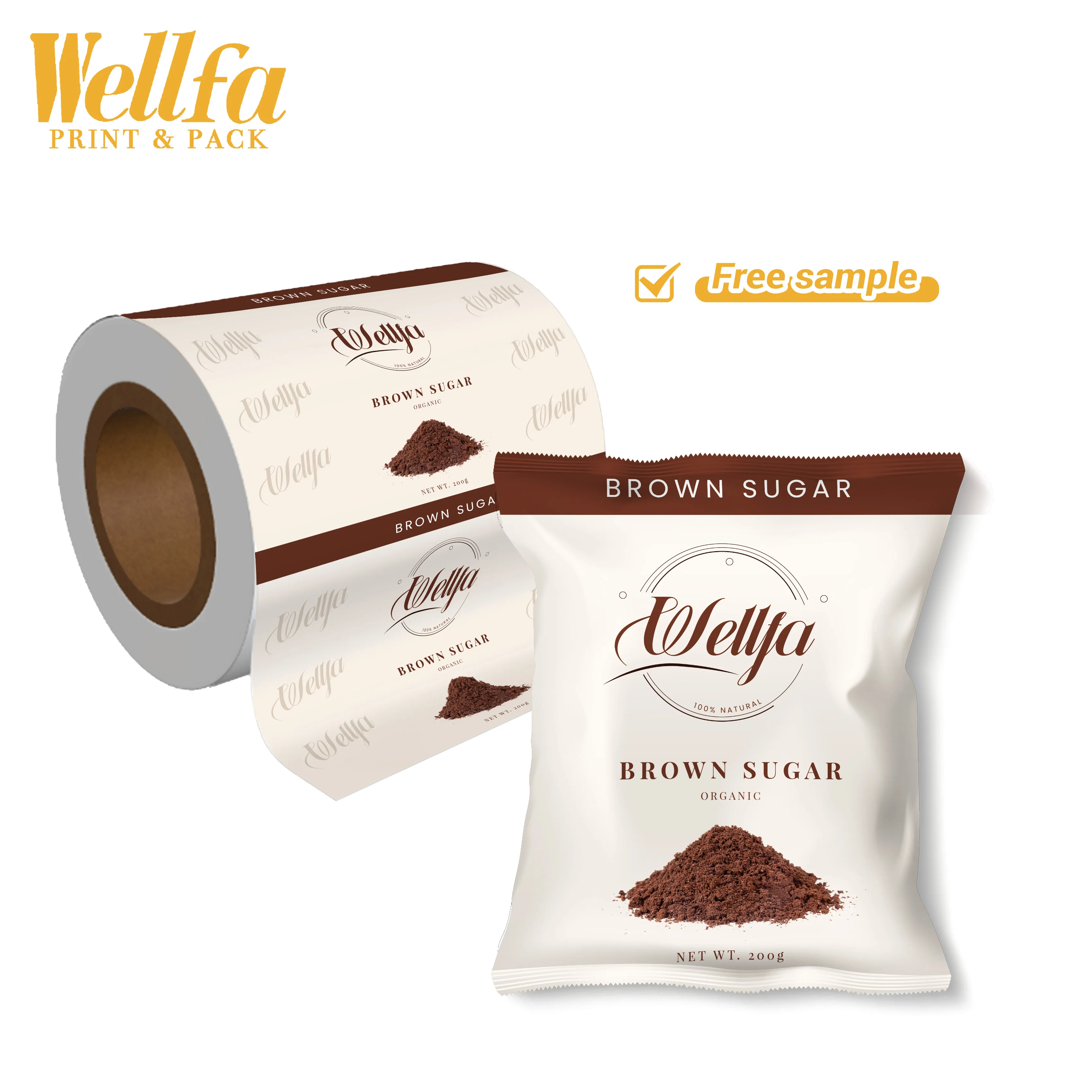 Custom Printing Food Grade Glossy Aluminum Foil Plastic Spice Sugar Sea Salt Powder Sachet Auto Roll Salt Packaging Film