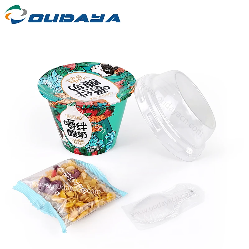 custom size food safety printing activia yogurt dessert container packaging plastic hard cup with PET lid