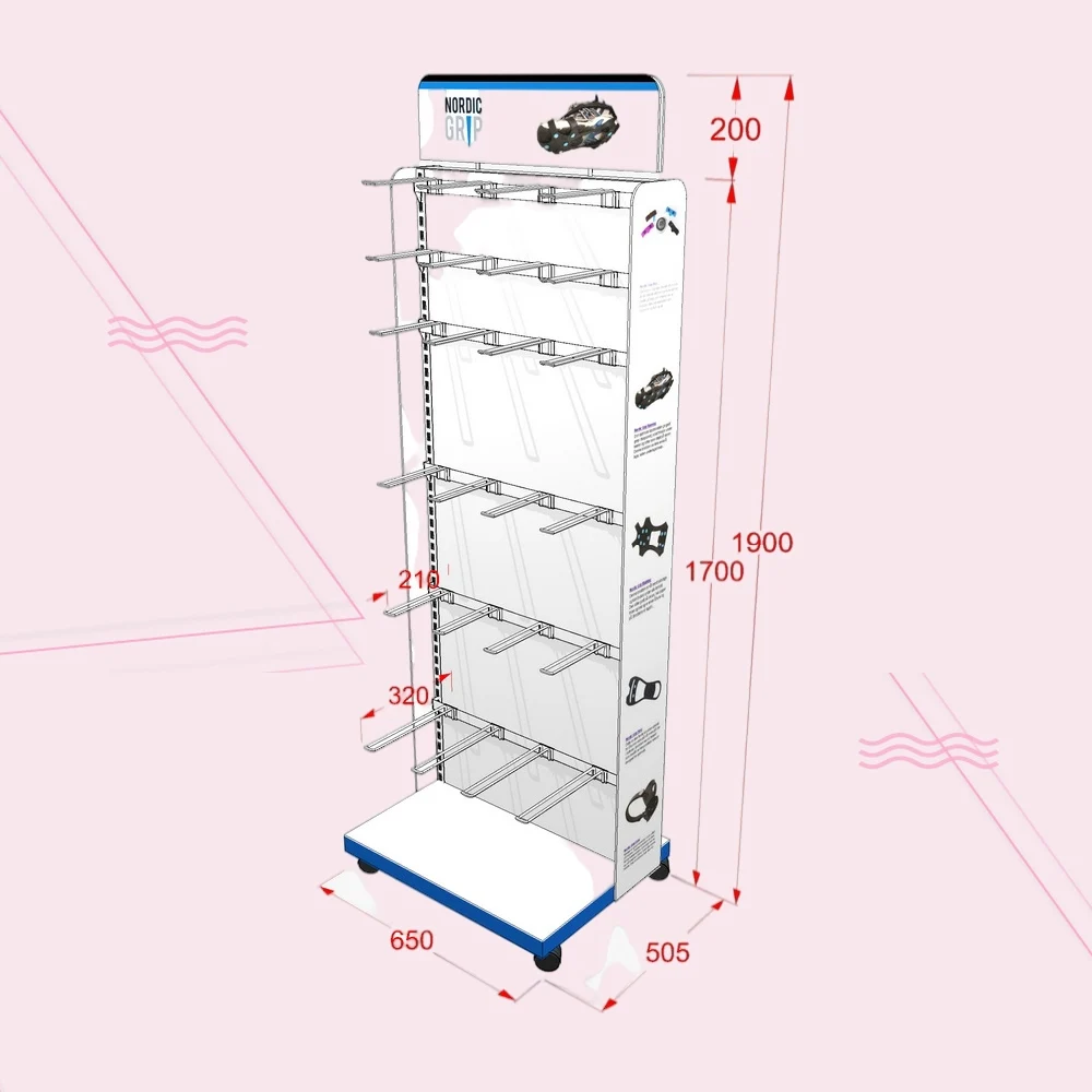 custom retail metal floor wire hook display stands for hanging items/custom display racks for bagged candy and snacks