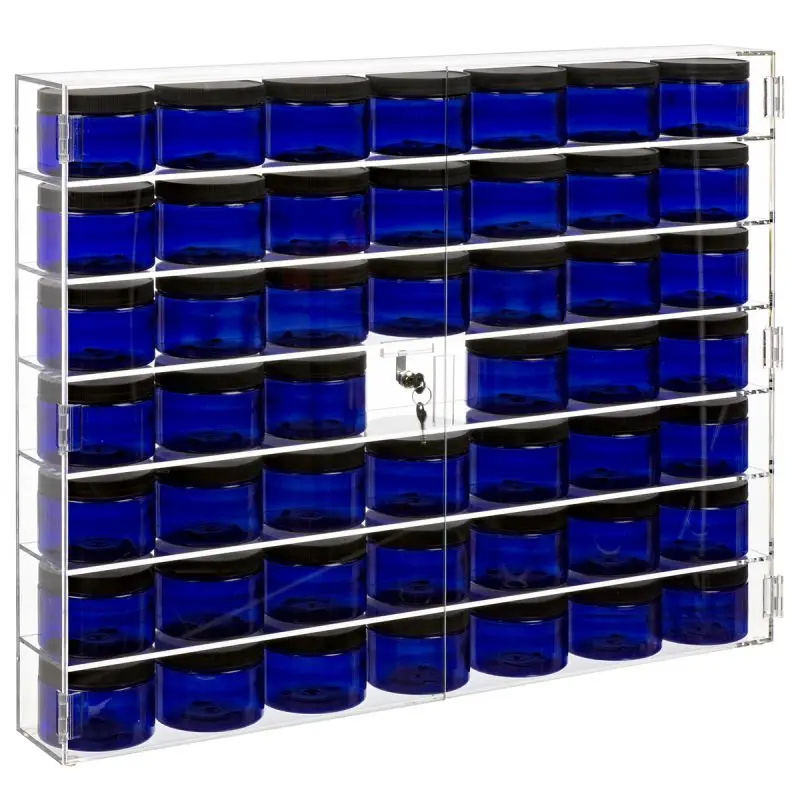 Customized Acrylic Locking door 6 Shelf Front Opening Wall Mount Display Case for wholesale